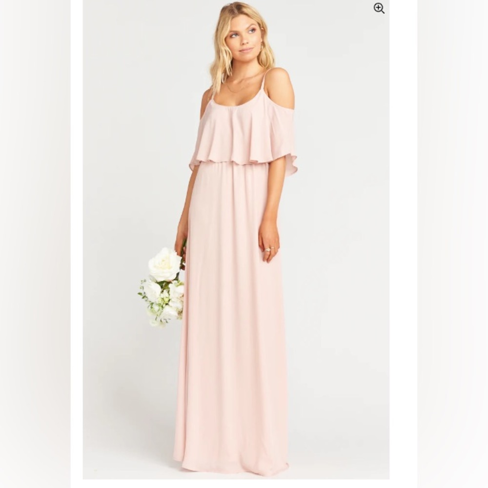 Caitlin Ruffle Maxi Dress ~ Dusty Blush Crisp